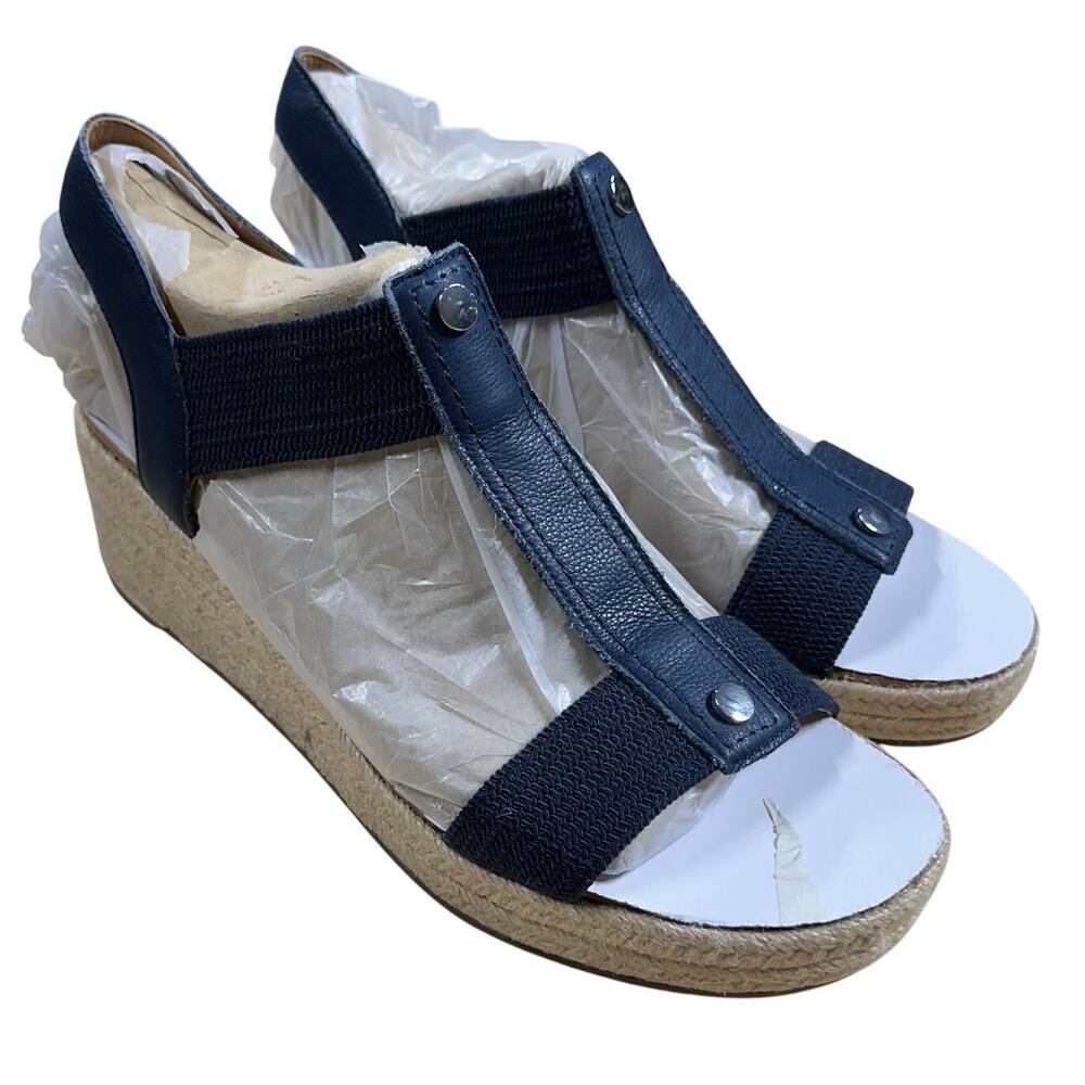 Vionic NWB Calera Espadrille Comfort Wedge Sandal Navy Blue Size 12M Open Toe